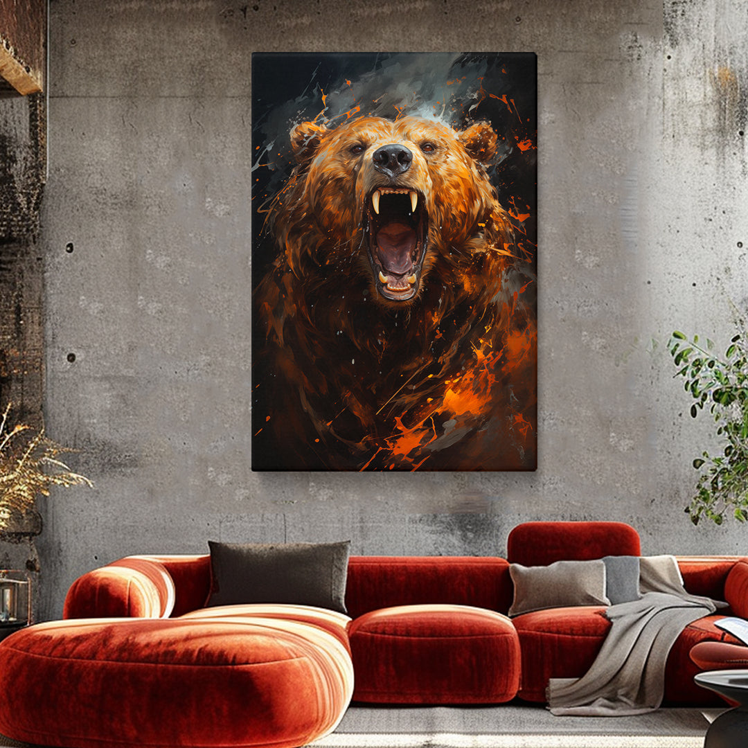 Fierce Roaring Bear Canvas Print ArtLexy   
