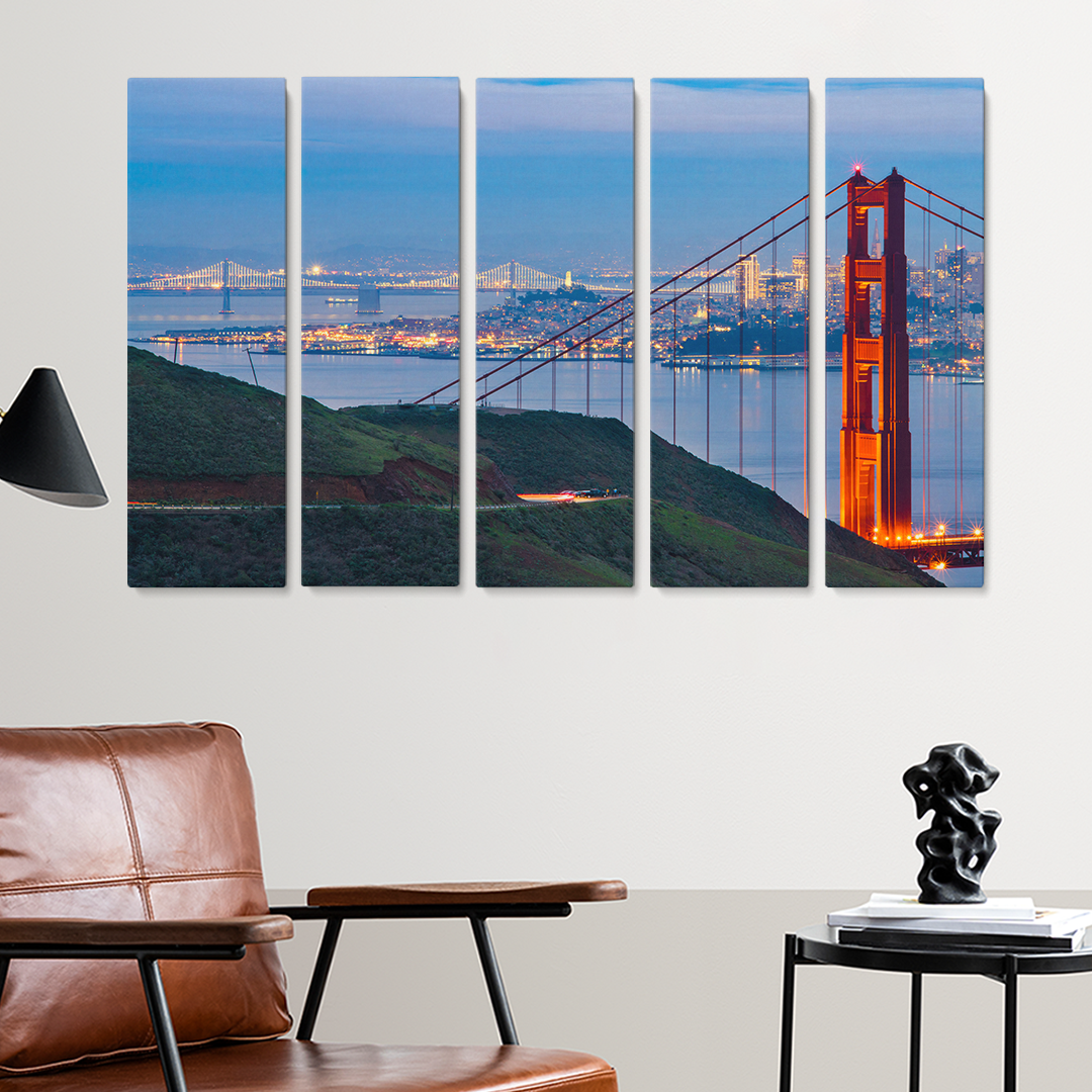Golden Gate Bay Bridge, Clifornia Cityscape Canvas Print ArtLexy