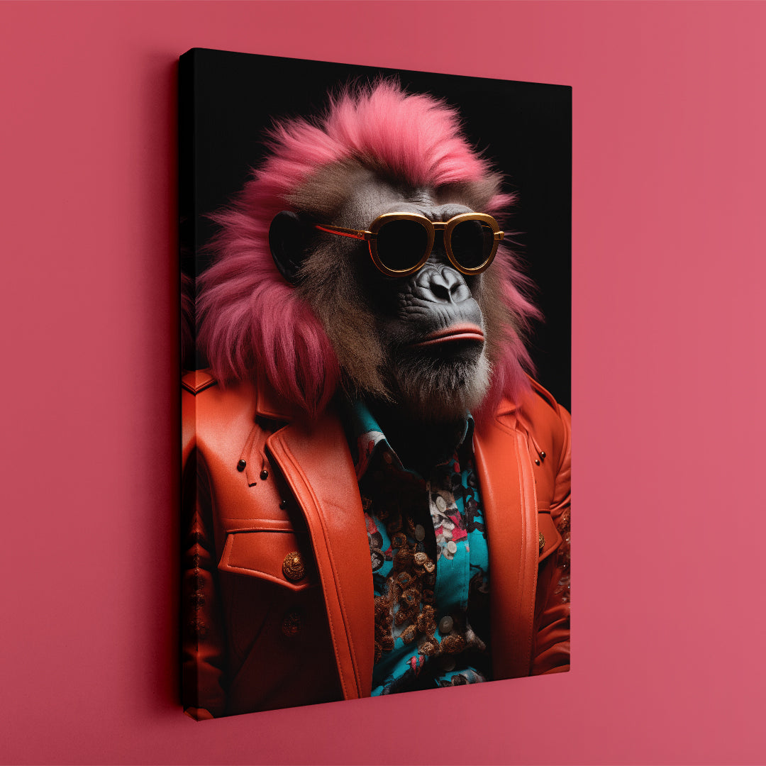 Vibrant Baboon in Red Jacket Canvas Print ArtLexy   