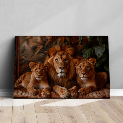 Noble Lion and Cubs Canvas Print ArtLexy   