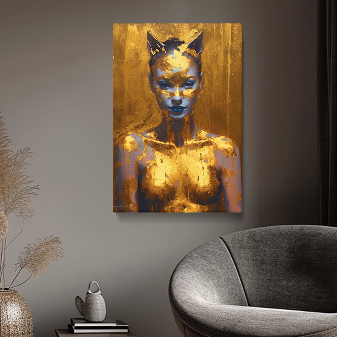 Striking Cat Woman Portrait Canvas Print ArtLexy   