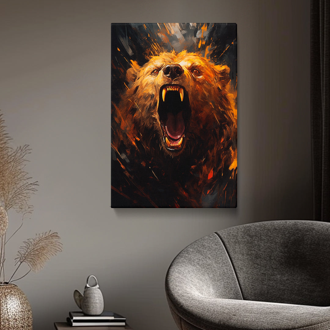 Ferocious Roaring Bear Canvas Print ArtLexy   