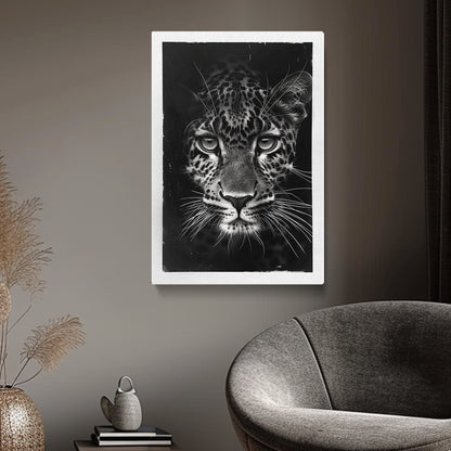 Intense Leopard Gaze in Black Canvas Print ArtLexy   
