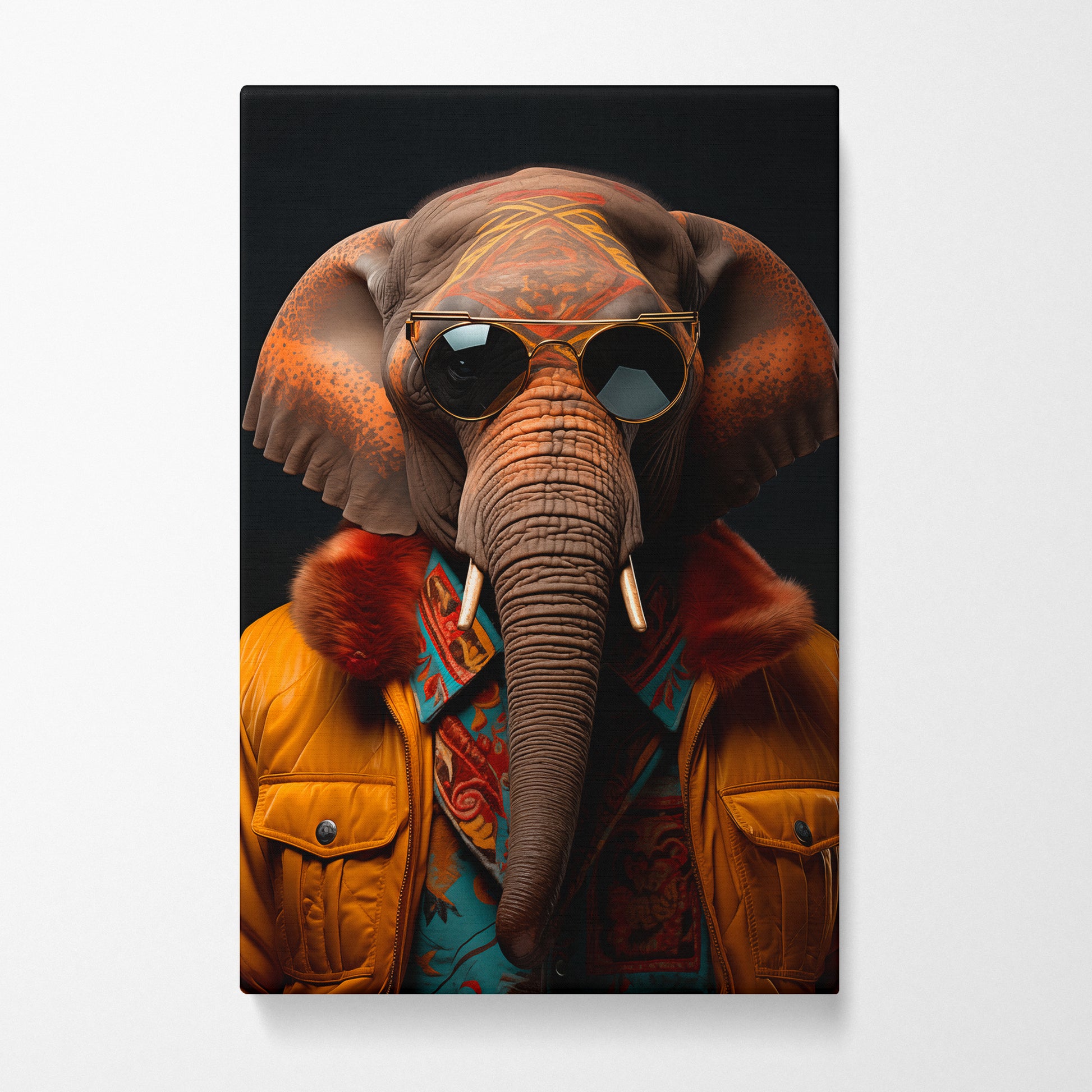 Trendsetting Elephant with Tribal Paint Canvas Print ArtLexy   