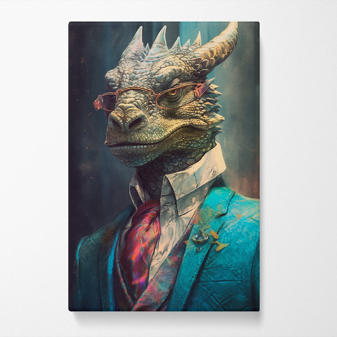Scholarly Dragon in Glasses Canvas Print ArtLexy   