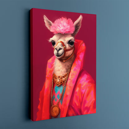 Pop Culture Llama with Gold Medallion Canvas Print ArtLexy   