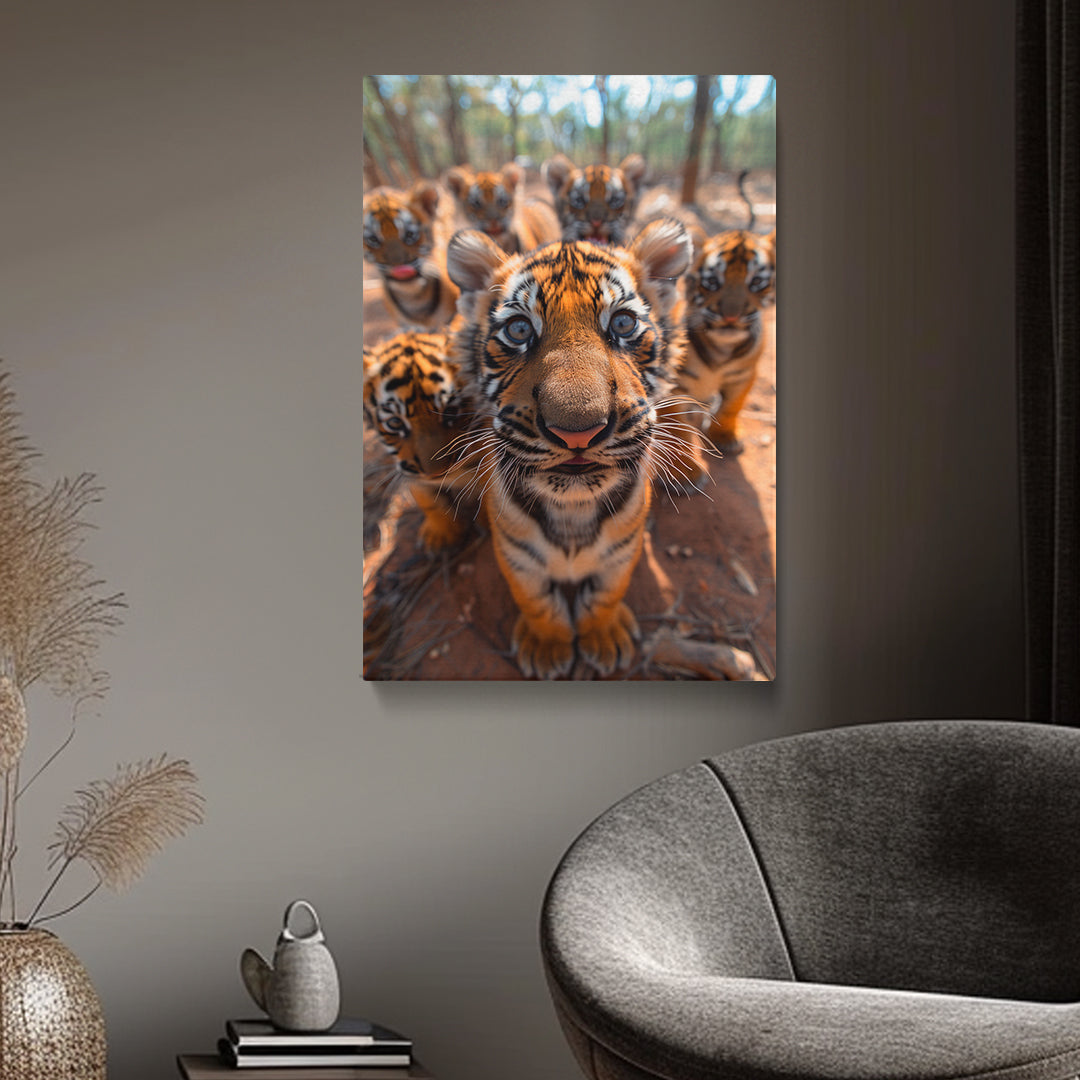 Playful Tiger Cubs Canvas Print ArtLexy   