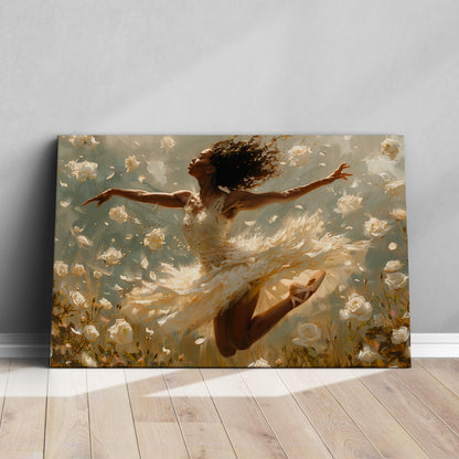 Beautiful Ballerina Dancing in White Dress Canvas Print ArtLexy   
