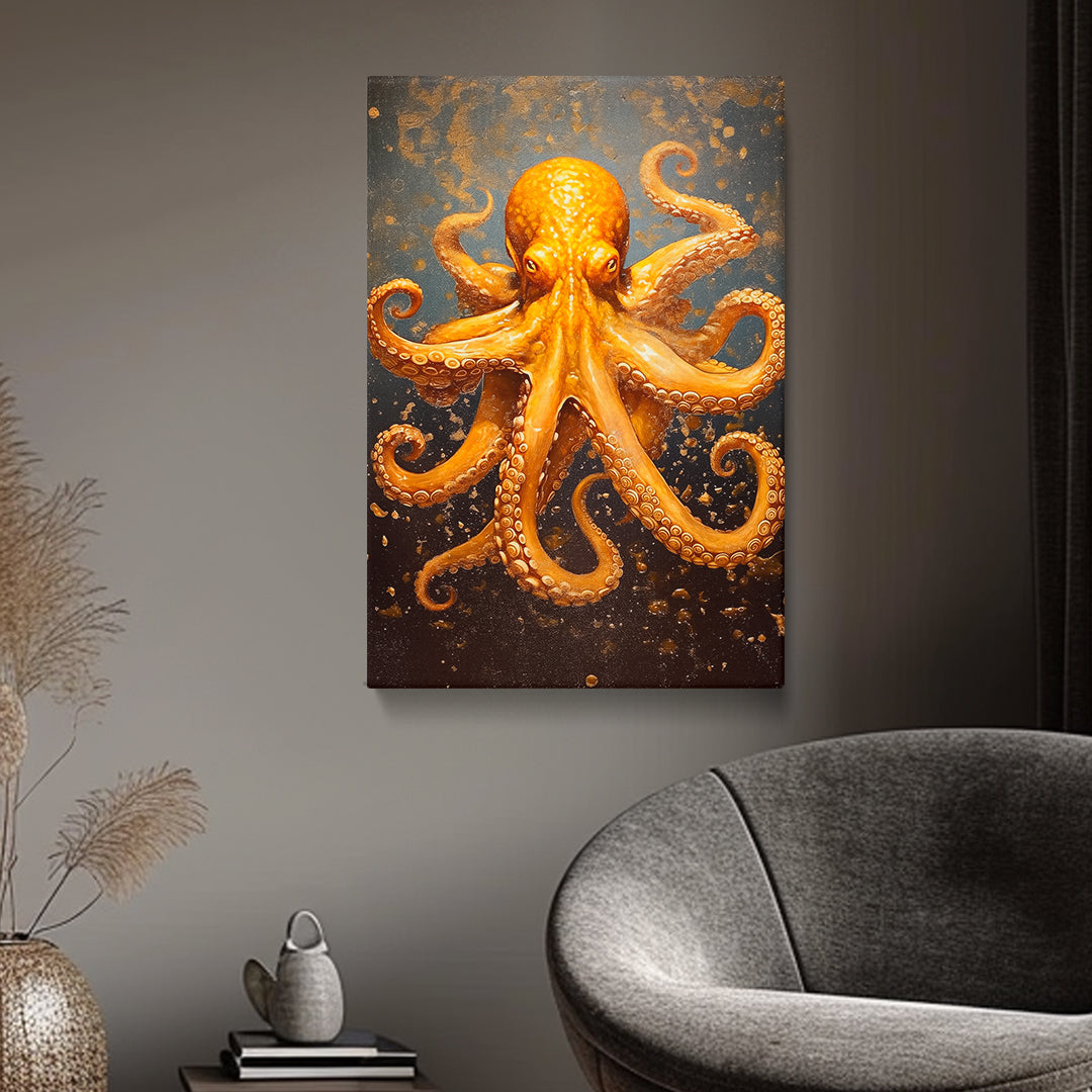 Amber Octopus in Motion Canvas Print ArtLexy   