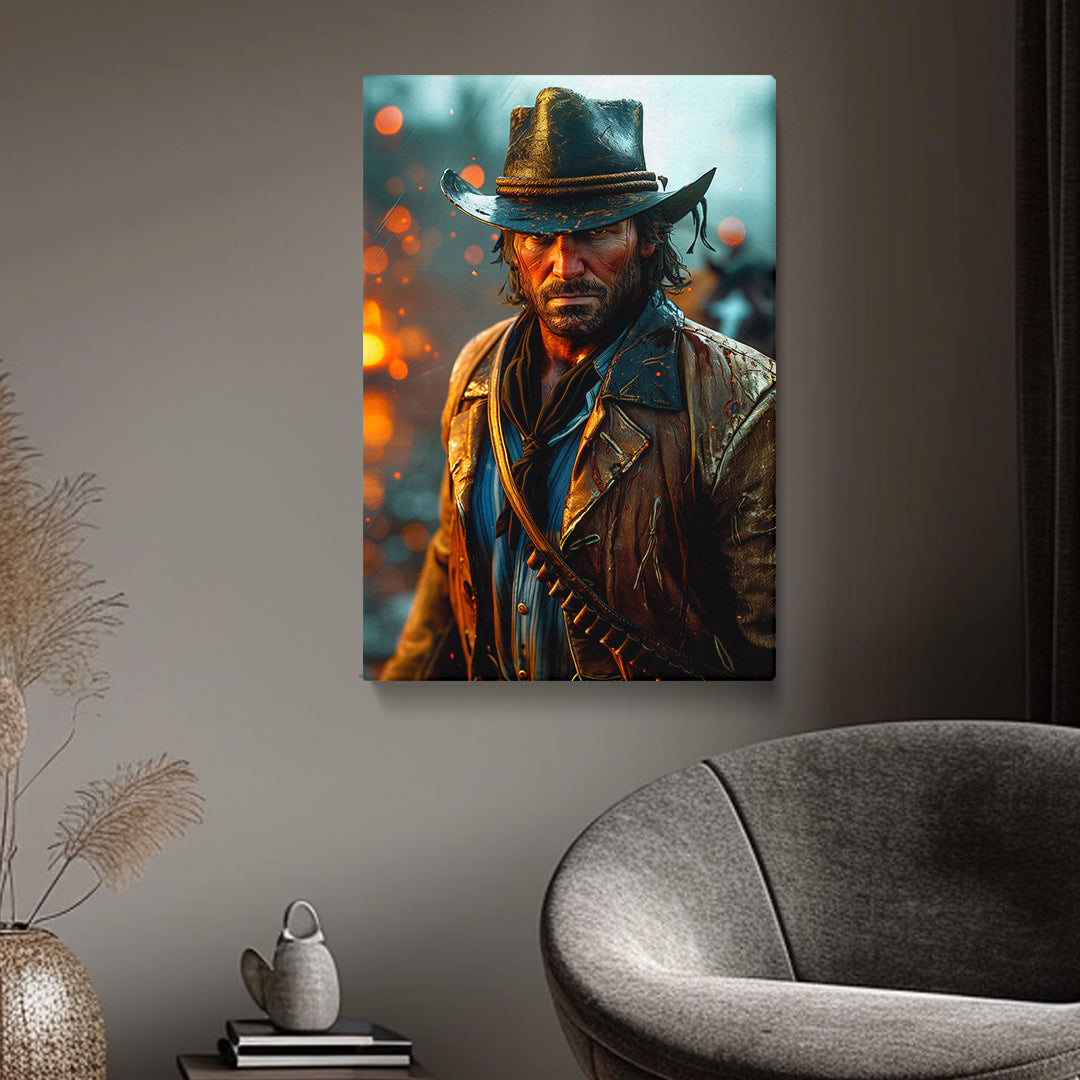 Rugged Cowboy Portrait Canvas Print ArtLexy 1 Panel 16"x24" inches 