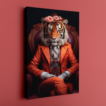 Distinguished Tiger in Floral Suit Canvas Print ArtLexy   