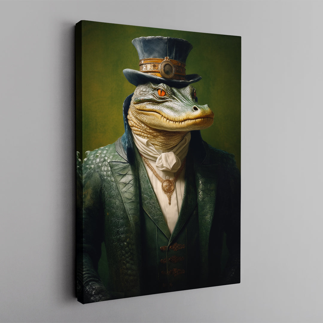 Victorian Dressed Alligator Canvas Print ArtLexy   