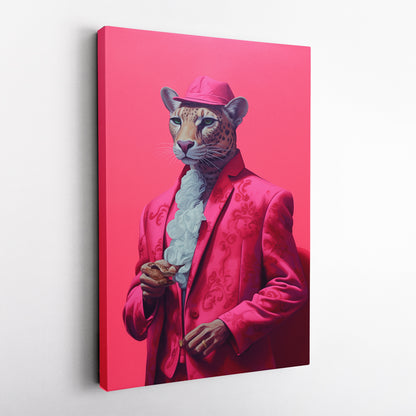 Dashing Leopard in Pink Fedora Canvas Print ArtLexy   