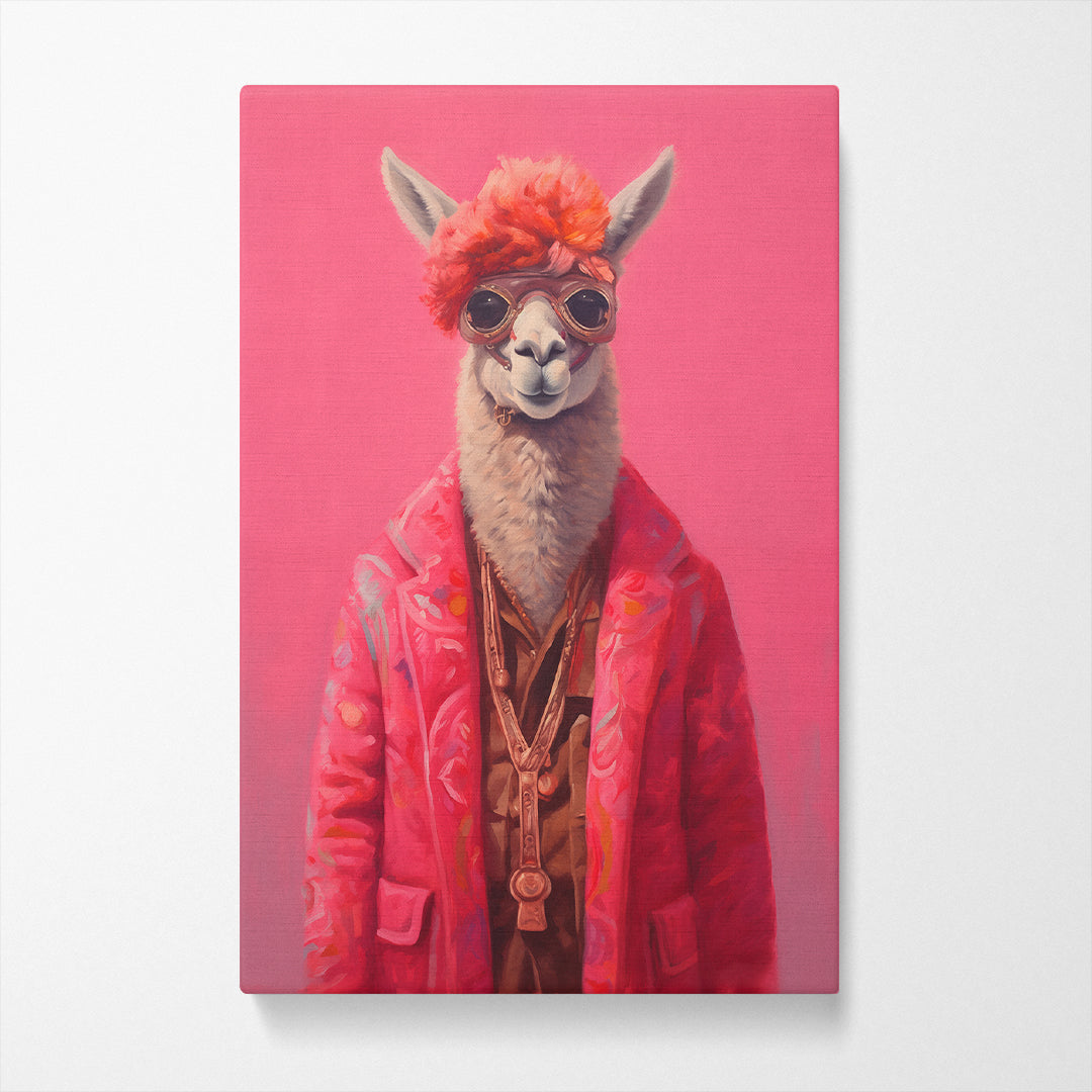Cool Llama in Aviator Goggles Canvas Print ArtLexy   