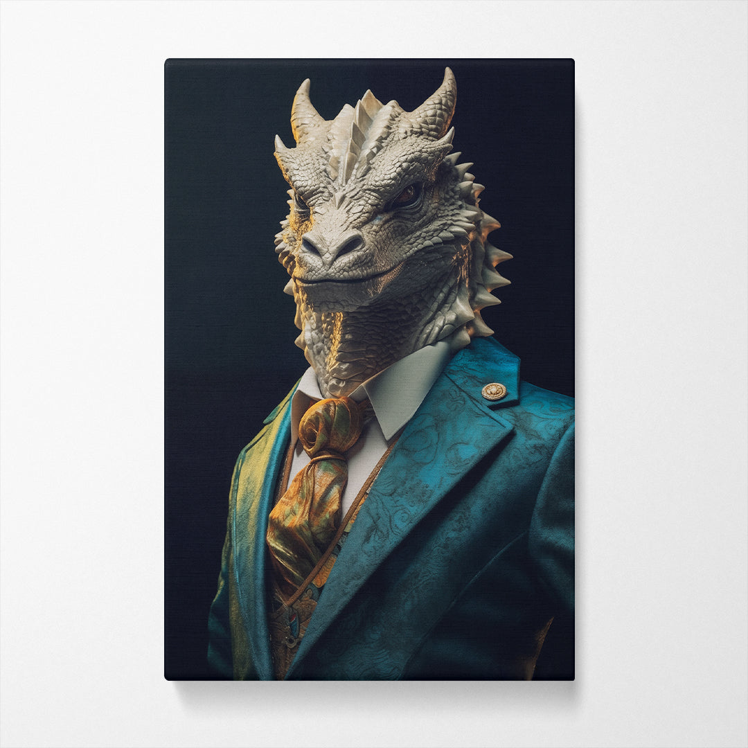Stylish Dragon in Teal Blazer Canvas Print ArtLexy   