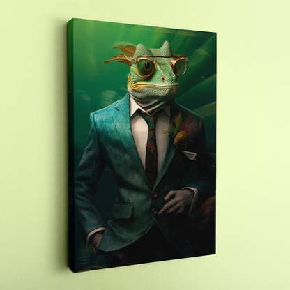 Dapper Chameleon in Suit Canvas Print ArtLexy   
