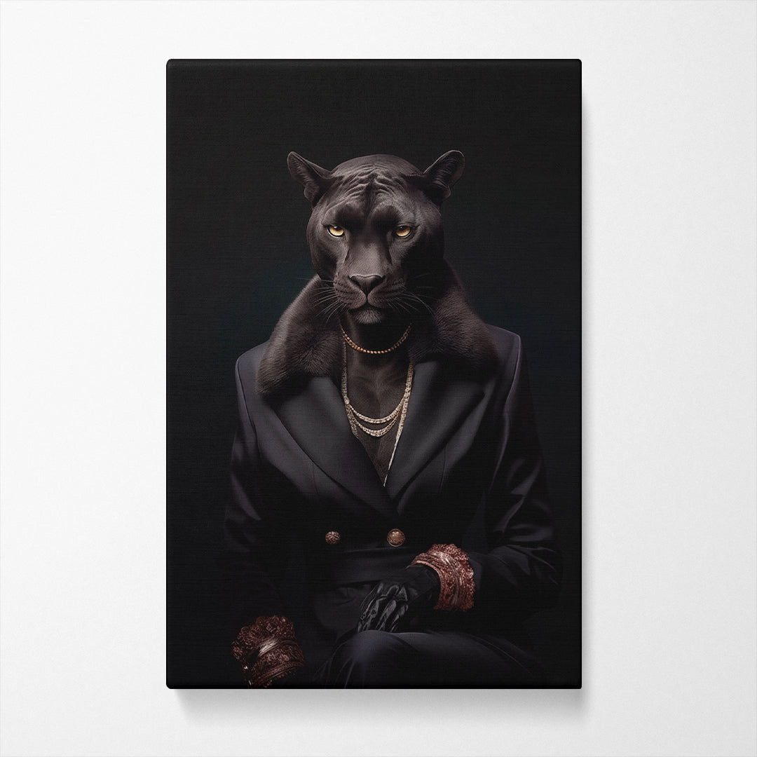 Panther in Black Suit Canvas Print ArtLexy   