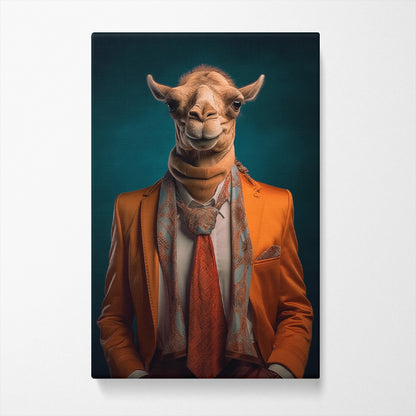 Stylish Camel in Orange Blazer Canvas Print ArtLexy   