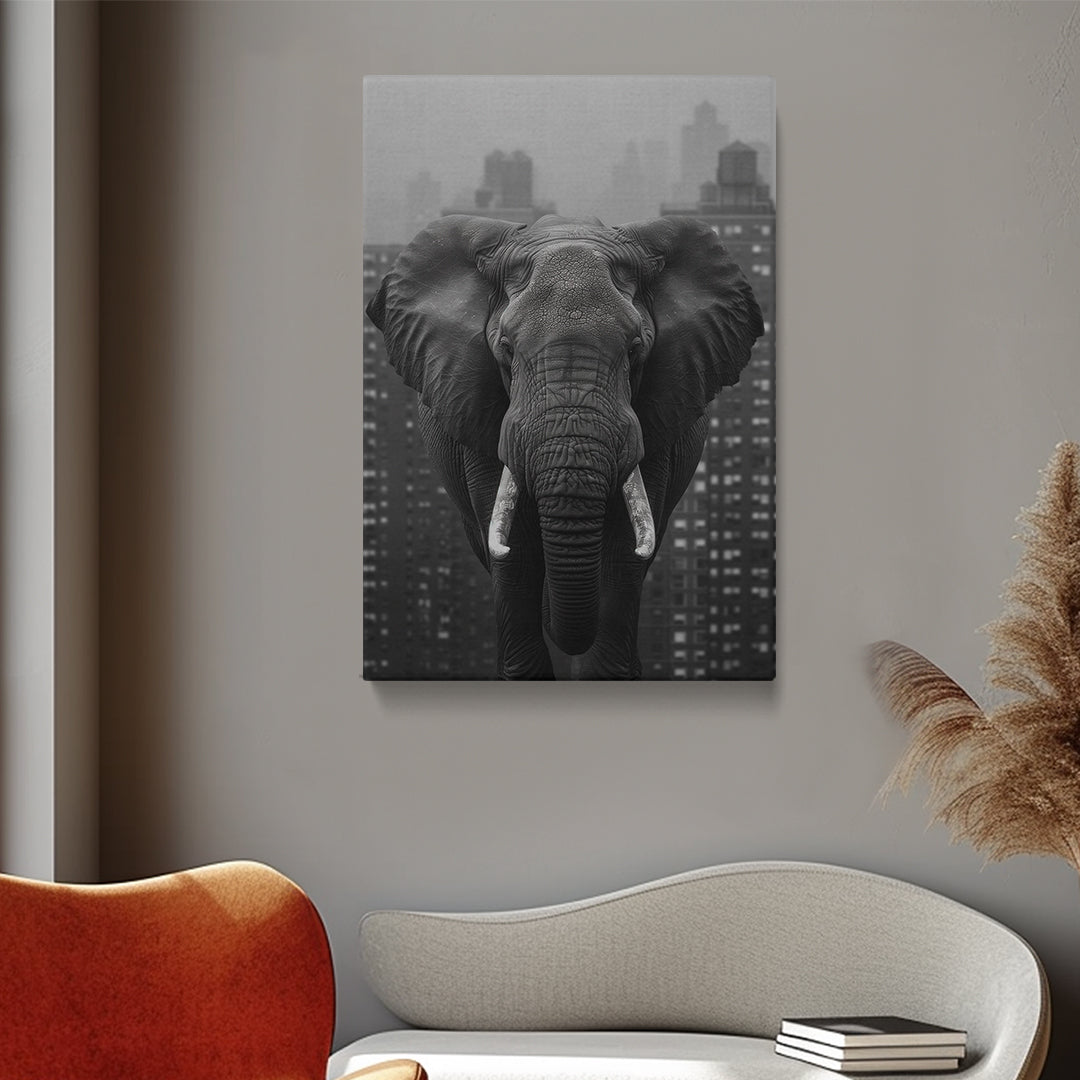 Majestic Elephant in the City Canvas Print ArtLexy   