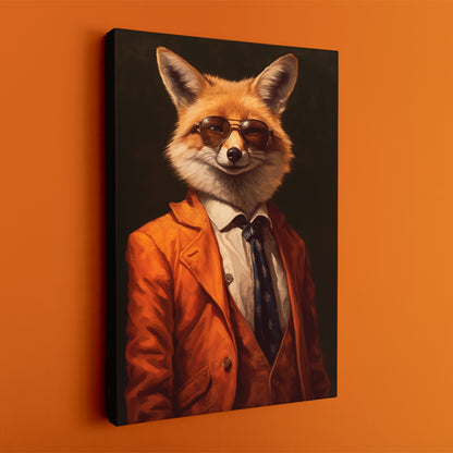 Dashing Fox in Orange Blazer Canvas Print ArtLexy   