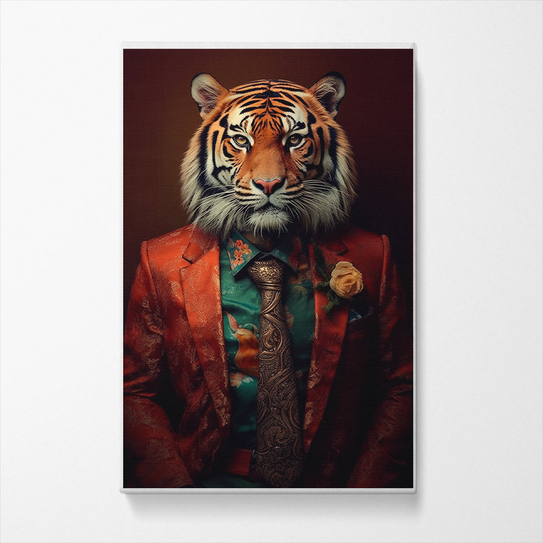 Elegant Tiger in Decorative Suit Canvas Print ArtLexy   