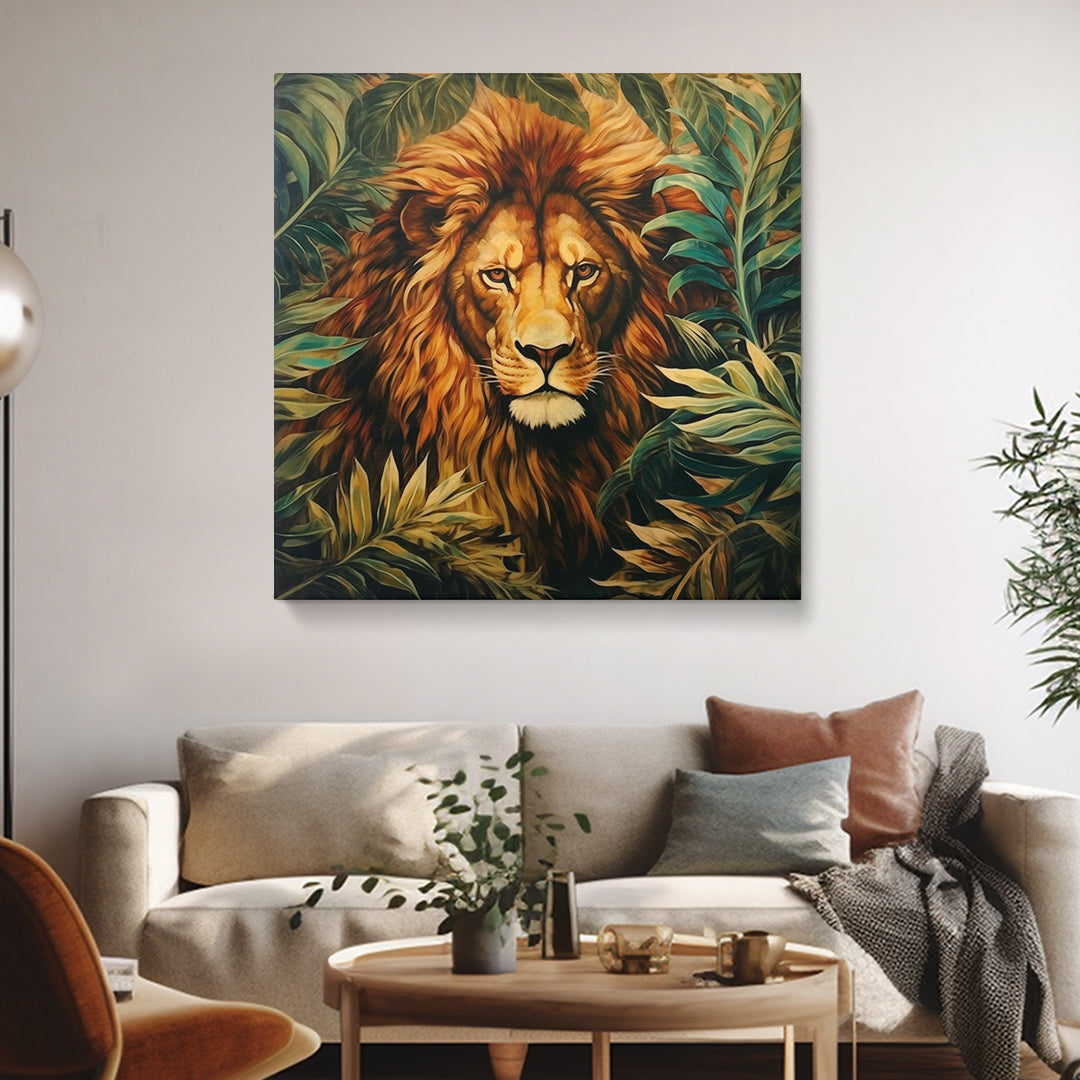 Regal Jungle Monarch Lion Canvas Print ArtLexy 1 Panel 12"x12" inches 