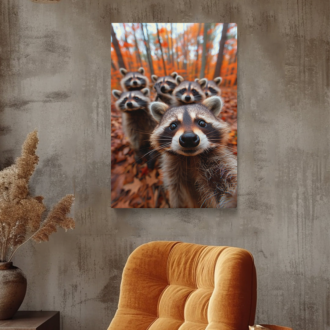 Inquisitive Raccoon Pack Canvas Print ArtLexy 1 Panel 16"x24" inches 