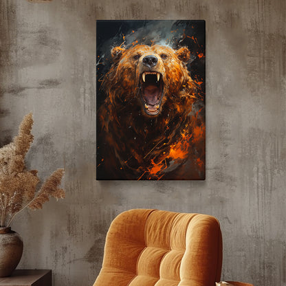 Fierce Roaring Bear Canvas Print ArtLexy   
