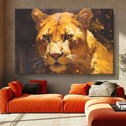 Intense Gaze Lioness Canvas Print ArtLexy 1 Panel 24"x16" inches 