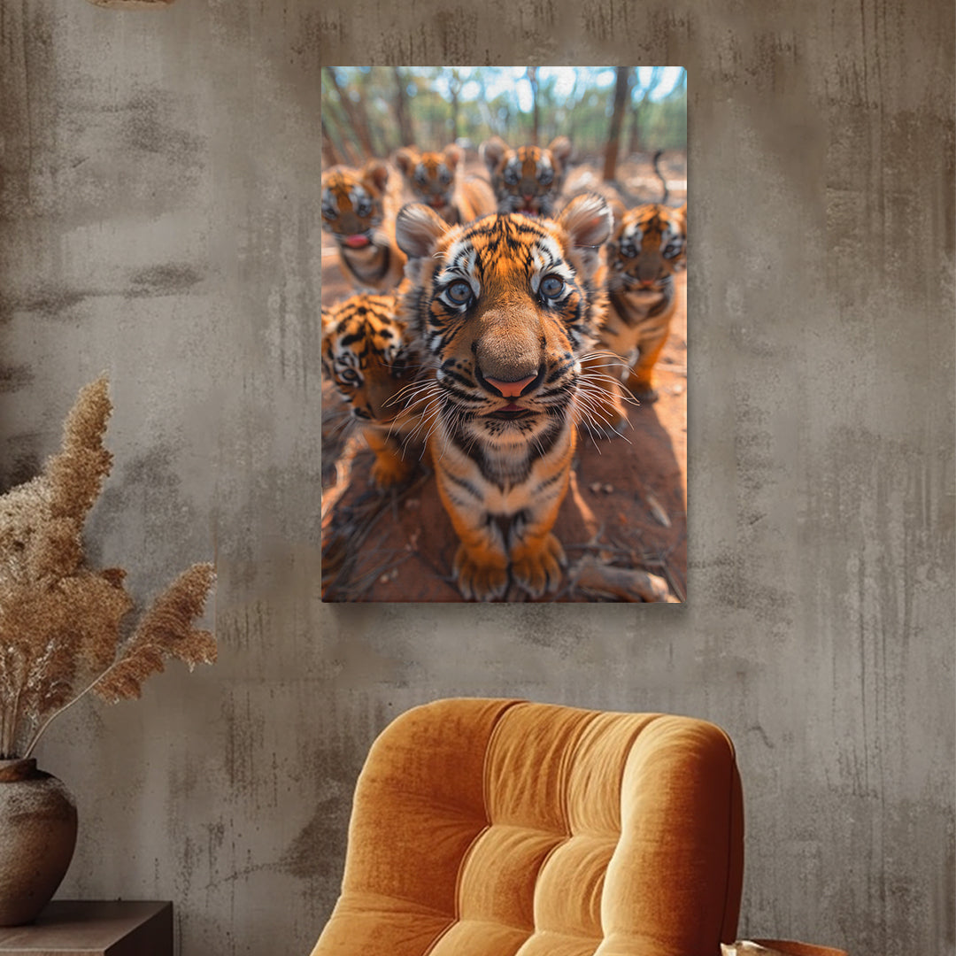Playful Tiger Cubs Canvas Print ArtLexy   