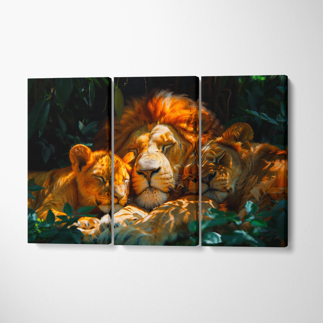 Tender Lion Family Canvas Print ArtLexy   