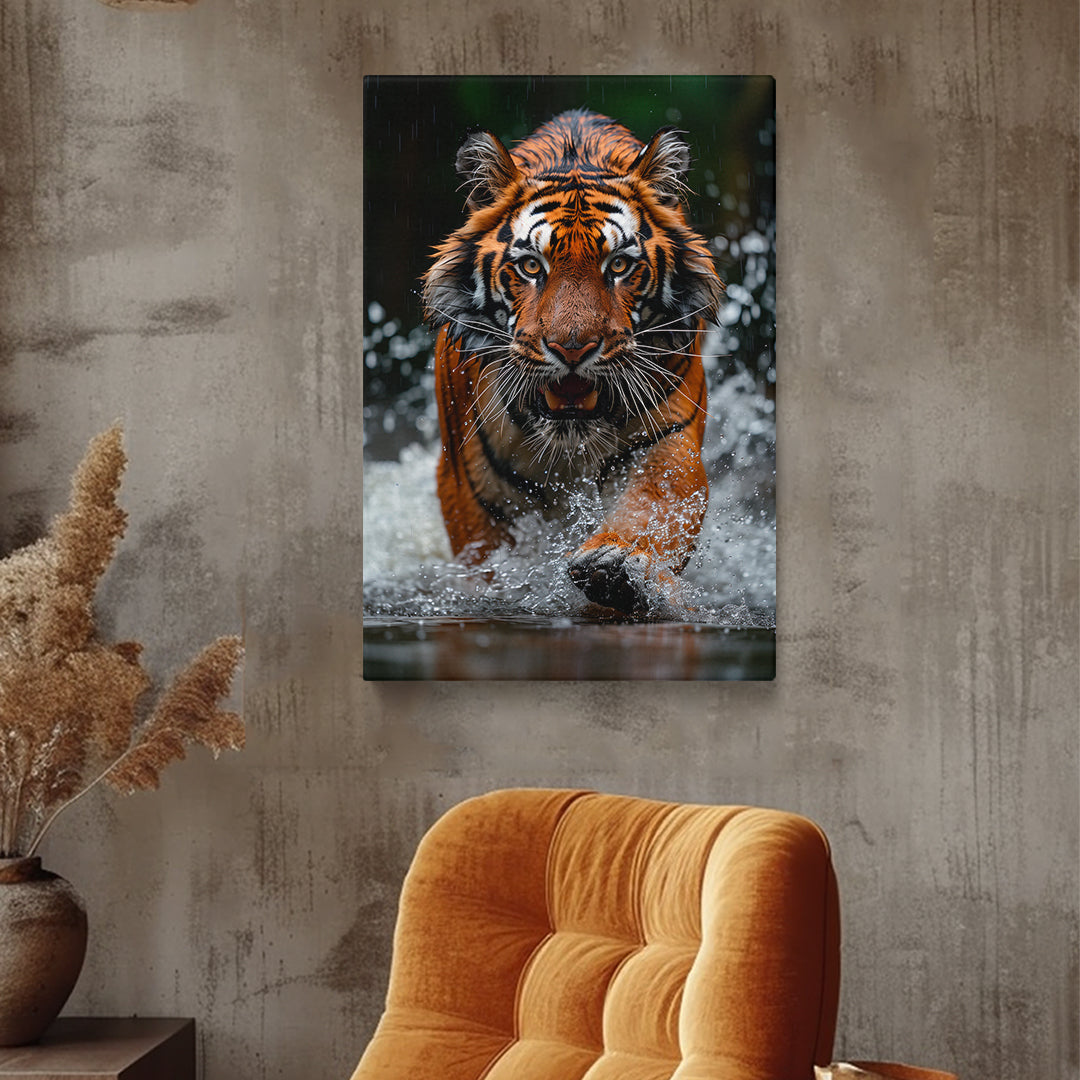 Prowling Tiger in Water Canvas Print ArtLexy   