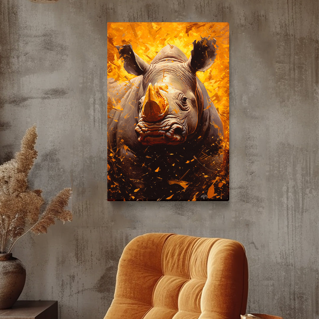 Commanding Rhino Portrait Canvas Print ArtLexy   