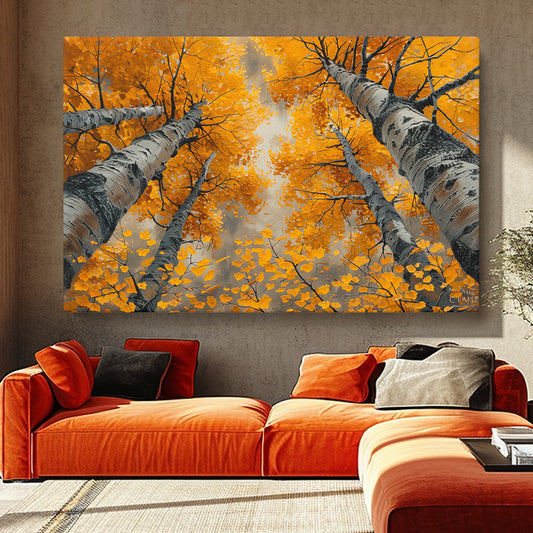 Autumn Birch Forest Canvas Print ArtLexy 1 Panel 24"x16" inches 