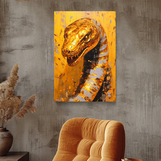 Striking Golden Snake Canvas Print ArtLexy 1 Panel 16"x24" inches 