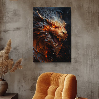 Fiery Dragon Roar Canvas Print ArtLexy   