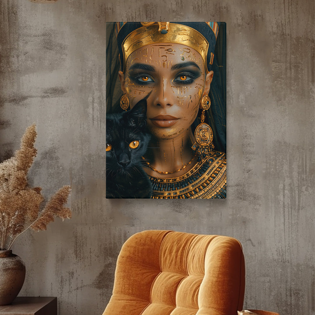 Pharaoh Queen and Sacred Cat Canvas Print ArtLexy   