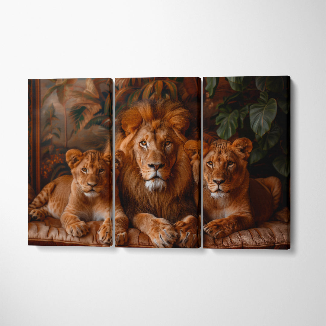 Noble Lion and Cubs Canvas Print ArtLexy   
