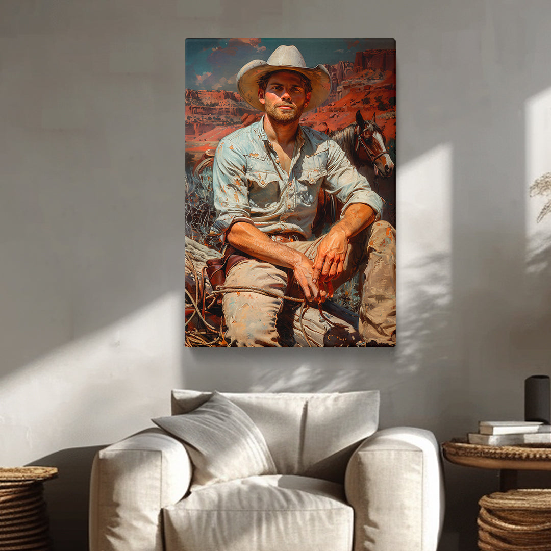 Rugged Cowboy and Horse Canvas Print ArtLexy   