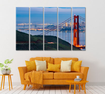 Golden Gate Bay Bridge, Clifornia Cityscape Canvas Print ArtLexy