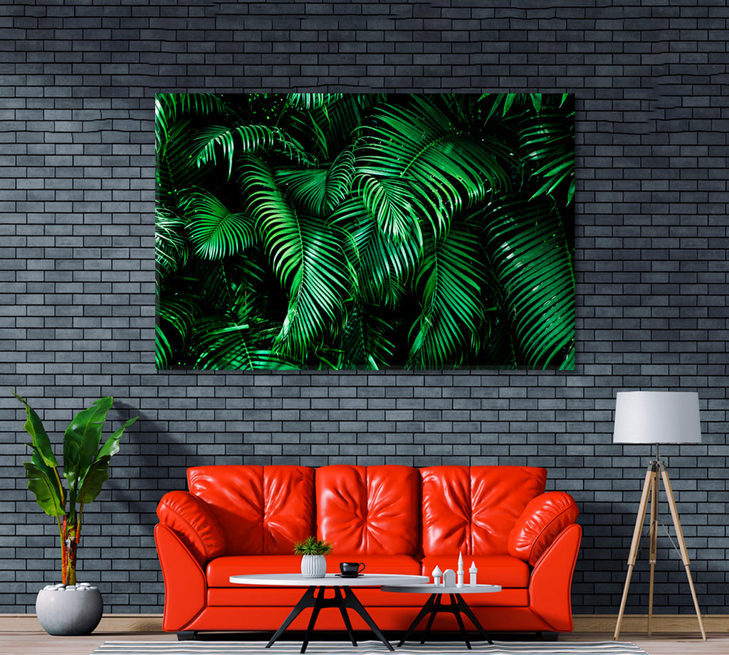 Tropical Palm Leaves Canvas Print ArtLexy 1 Panel 24"x16" inches 