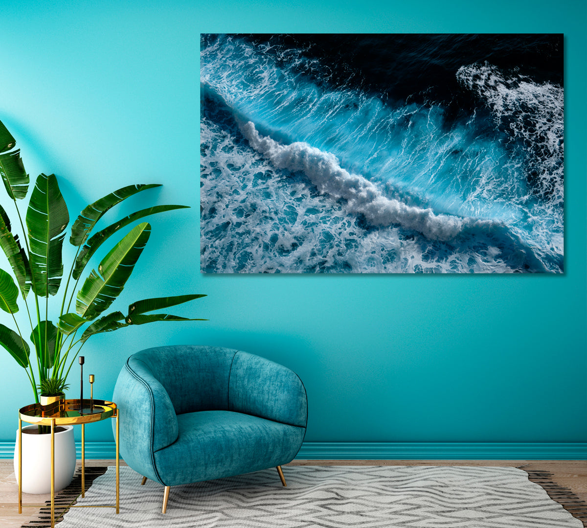 Splashing Ocean Waves Canvas Print ArtLexy 1 Panel 24"x16" inches 