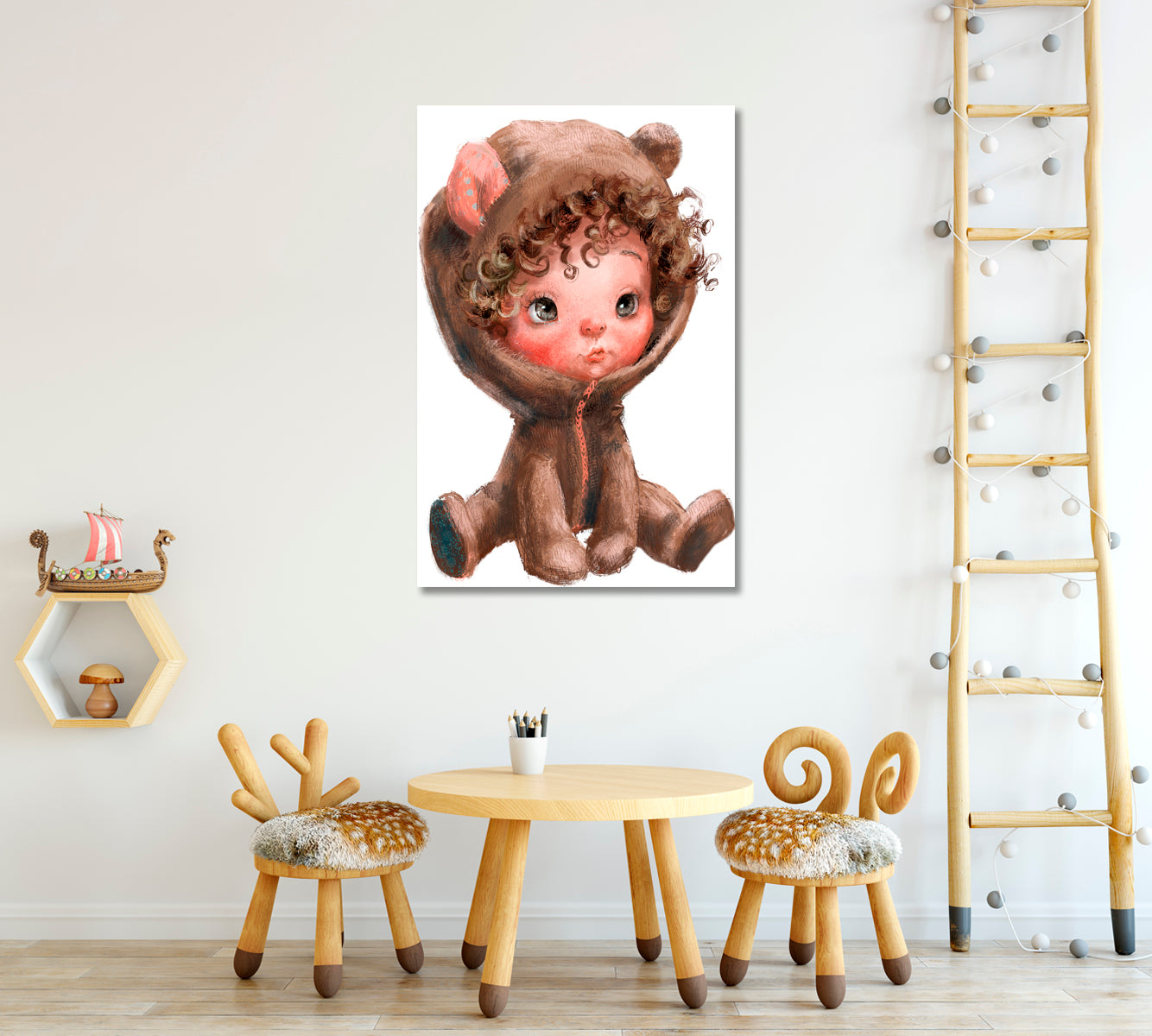 Cute Baby in Bear Costume Canvas Print ArtLexy   