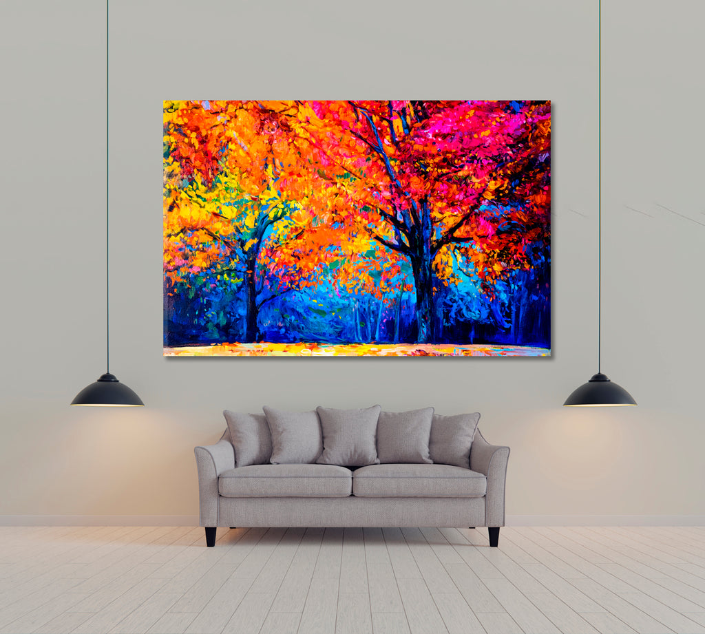 Colorful Autumn Trees Landscape Canvas Print ArtLexy   