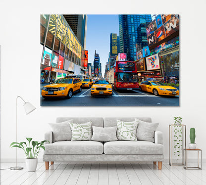 Times Square Traffic Canvas Print ArtLexy 1 Panel 24"x16" inches 