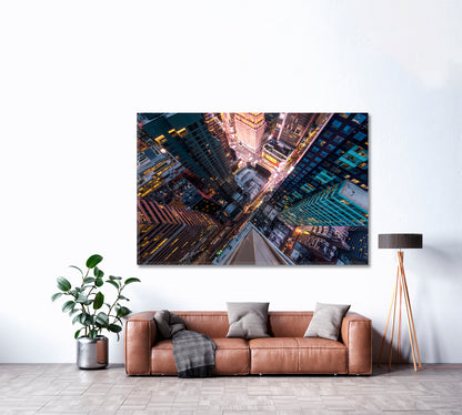 Aerial View New York City with 5th Avenue at Manhattan Canvas Print ArtLexy 1 Panel 24"x16" inches 