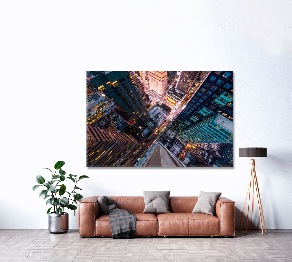 Aerial View New York City with 5th Avenue at Manhattan Canvas Print ArtLexy 1 Panel 24"x16" inches 