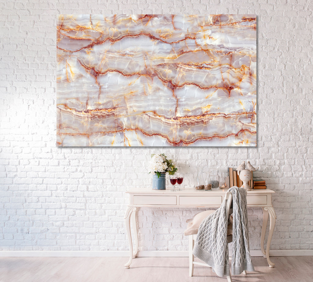 Natural Marble with Veins Canvas Print ArtLexy 1 Panel 24"x16" inches 