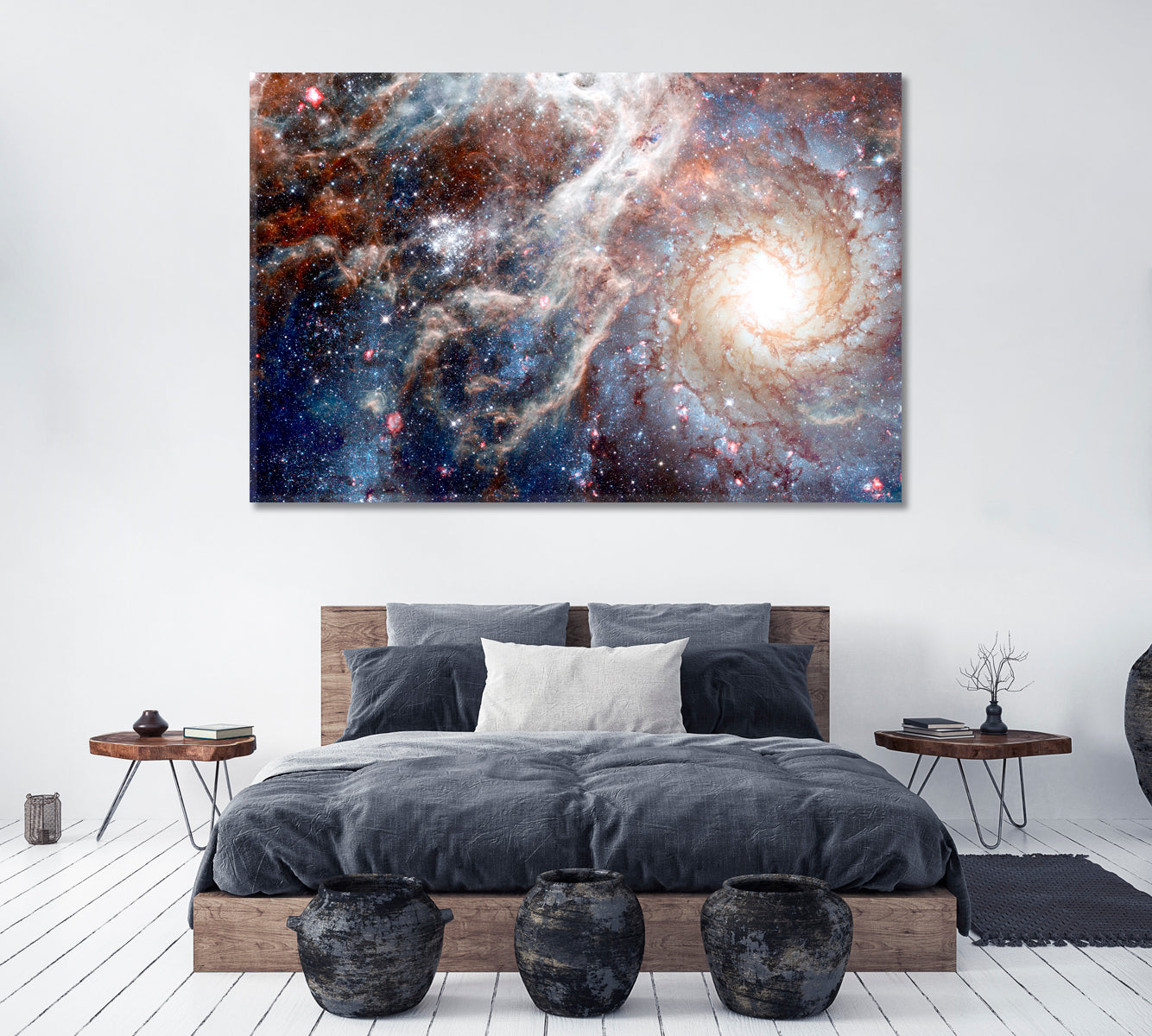 Spiral Galaxies and Nebula in Deep Space Canvas Print ArtLexy 1 Panel 24"x16" inches 