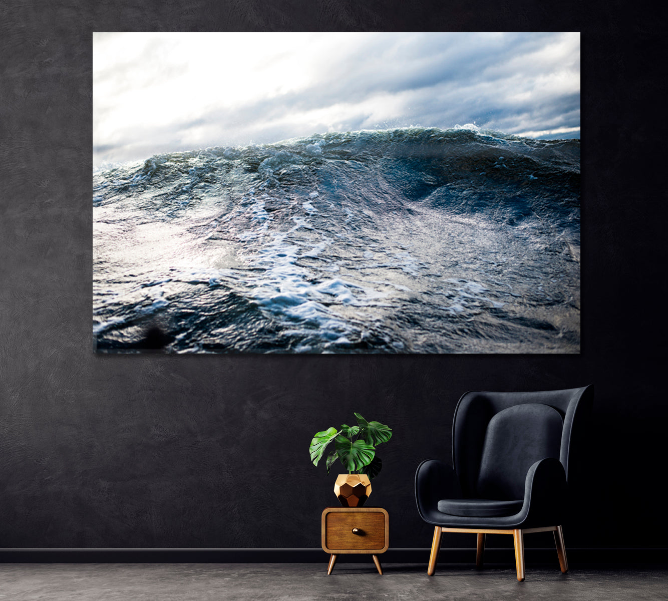 Storm Waves Canvas Print ArtLexy 1 Panel 24"x16" inches 
